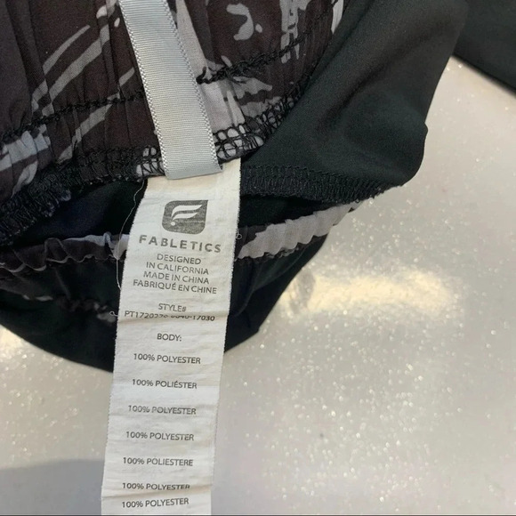 Fabletics Athletic Pants Woman Small Black Elastic Waist Taped Leg Tuxedo Stripe - Picture 10 of 13